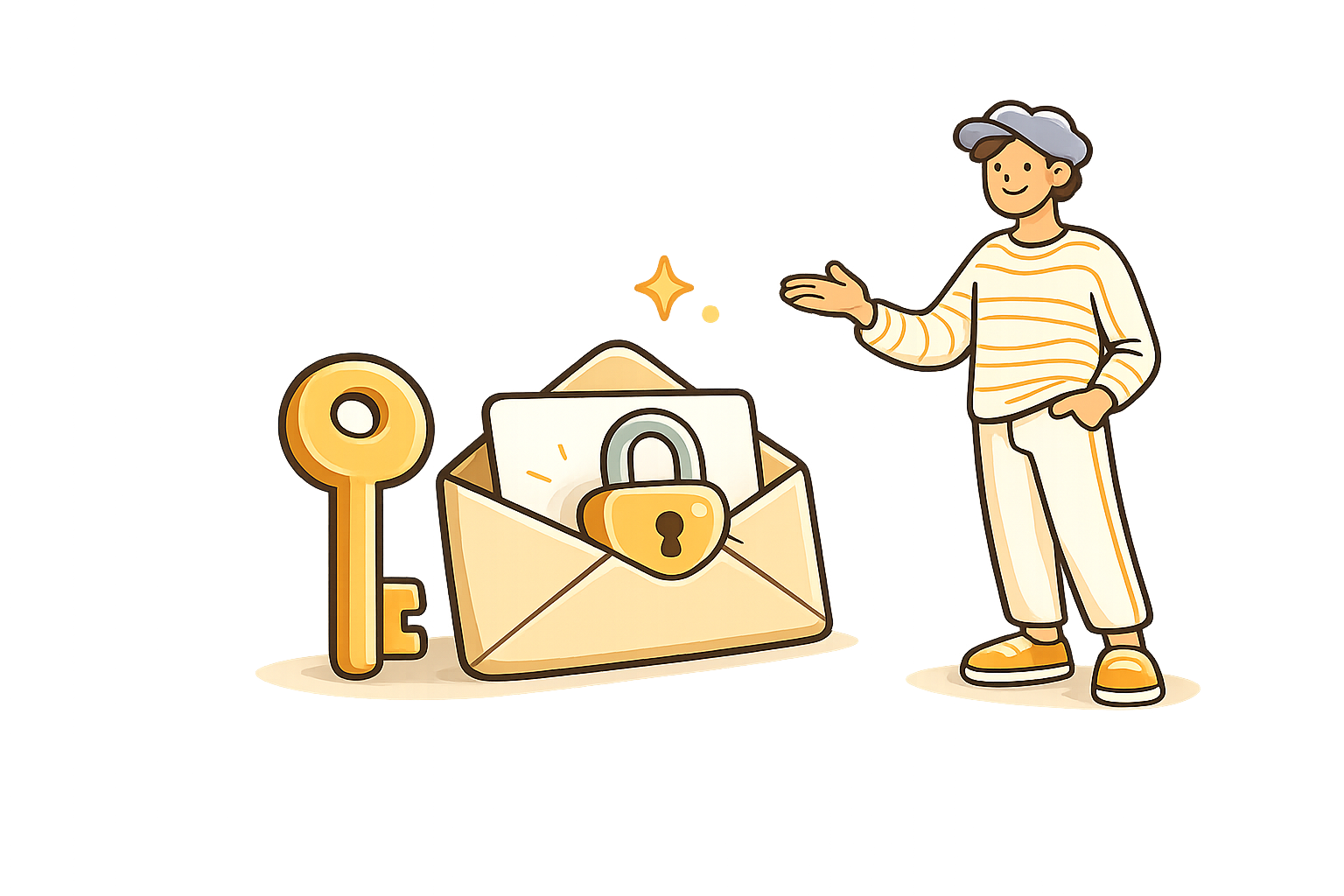 A key and a locked envelope — reset your CueVue password