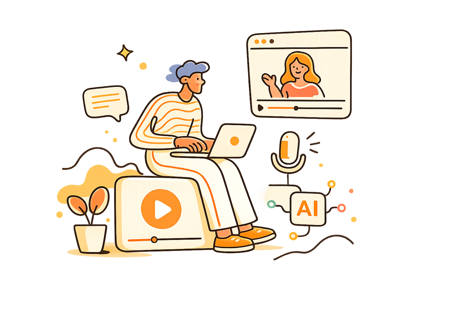 CueVue — an AI concierge chatting with a website visitor and booking them in